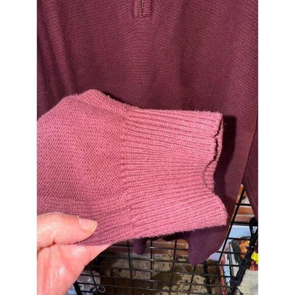 Frye & Co. Big Tall 2XL Plum Ribbed 1/4 Zip Pullover Heavy Knit Sweater Cotton - Picture 7 of 8